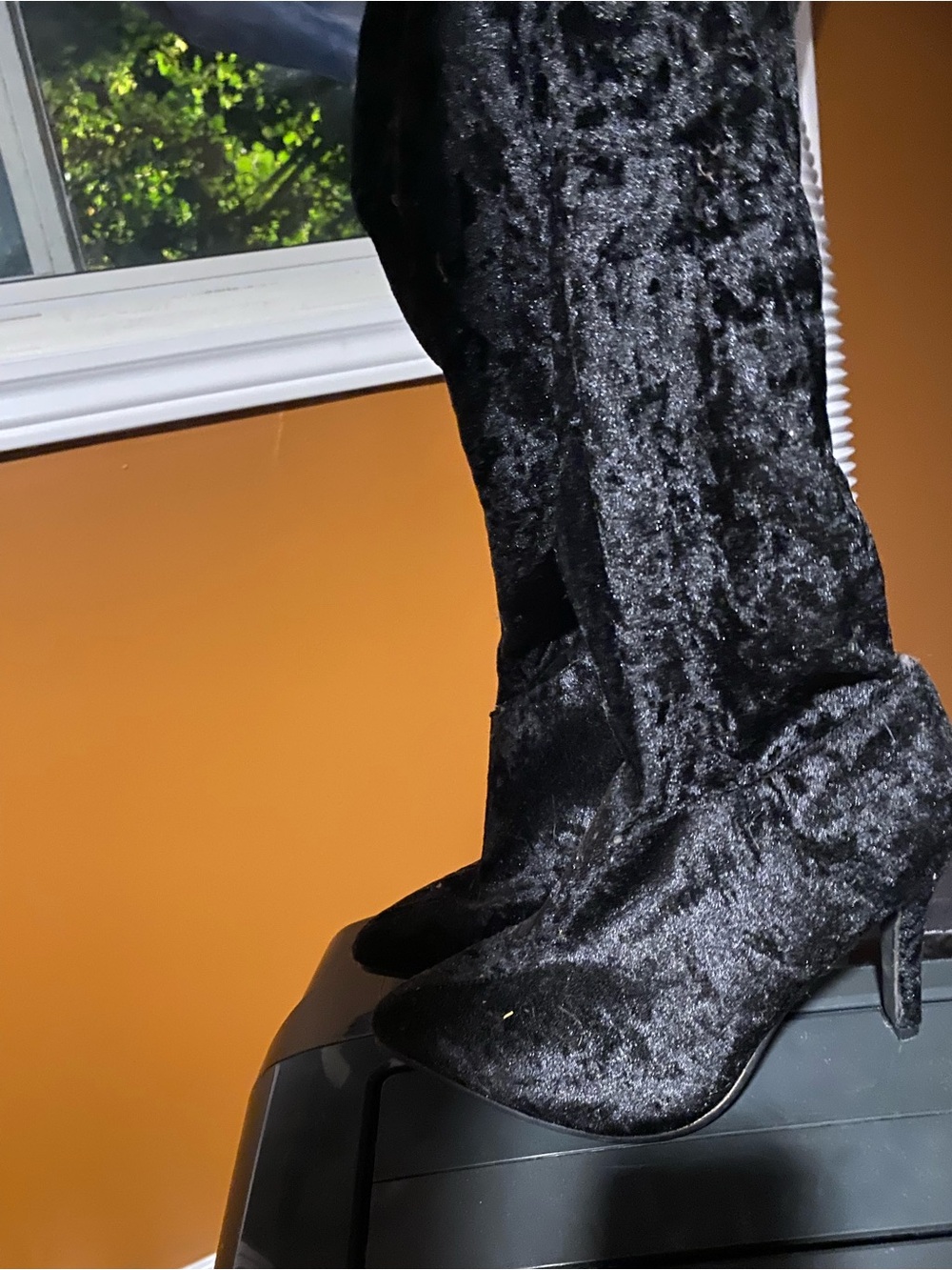 Ardene Black Velvet Over-the-Knee Stiletto Boots